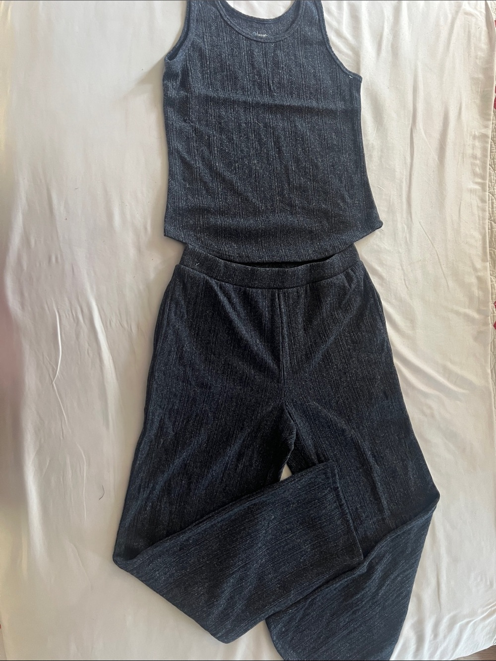 Women’s Dark blue  Ribbed Wide-Leg Pants by